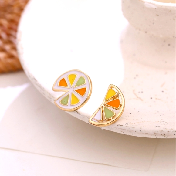 Jewelry - Cute Girly Citrus Orange Slice Earrings